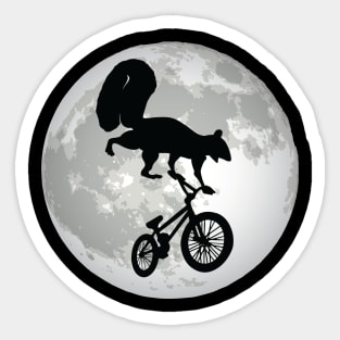 Squirrel on a BMX Bike with Moon Design Sticker